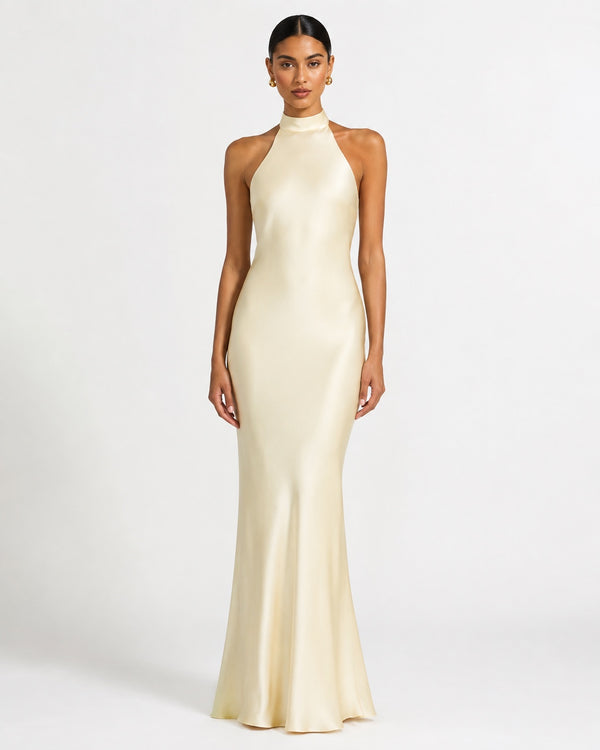 Grimaud Satin Gown on model