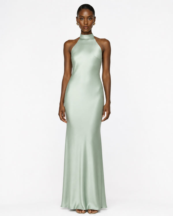 Valbonne Satin Gown on model