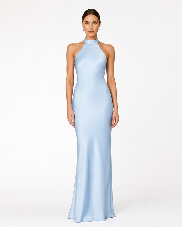 Tanneron Satin Gown on model