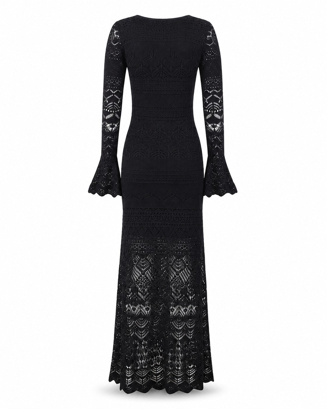 Endoume Fishtail Maxikleid aus schwarzer Spitze