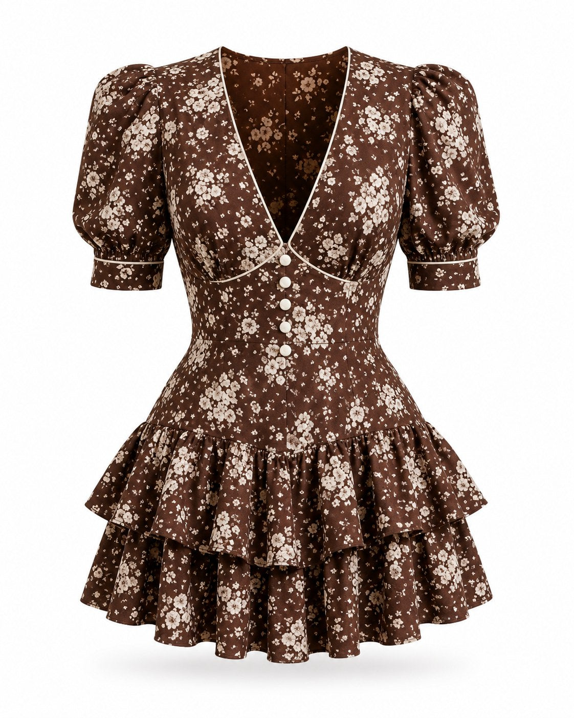 Gigaro Floral Puff Mini Dress