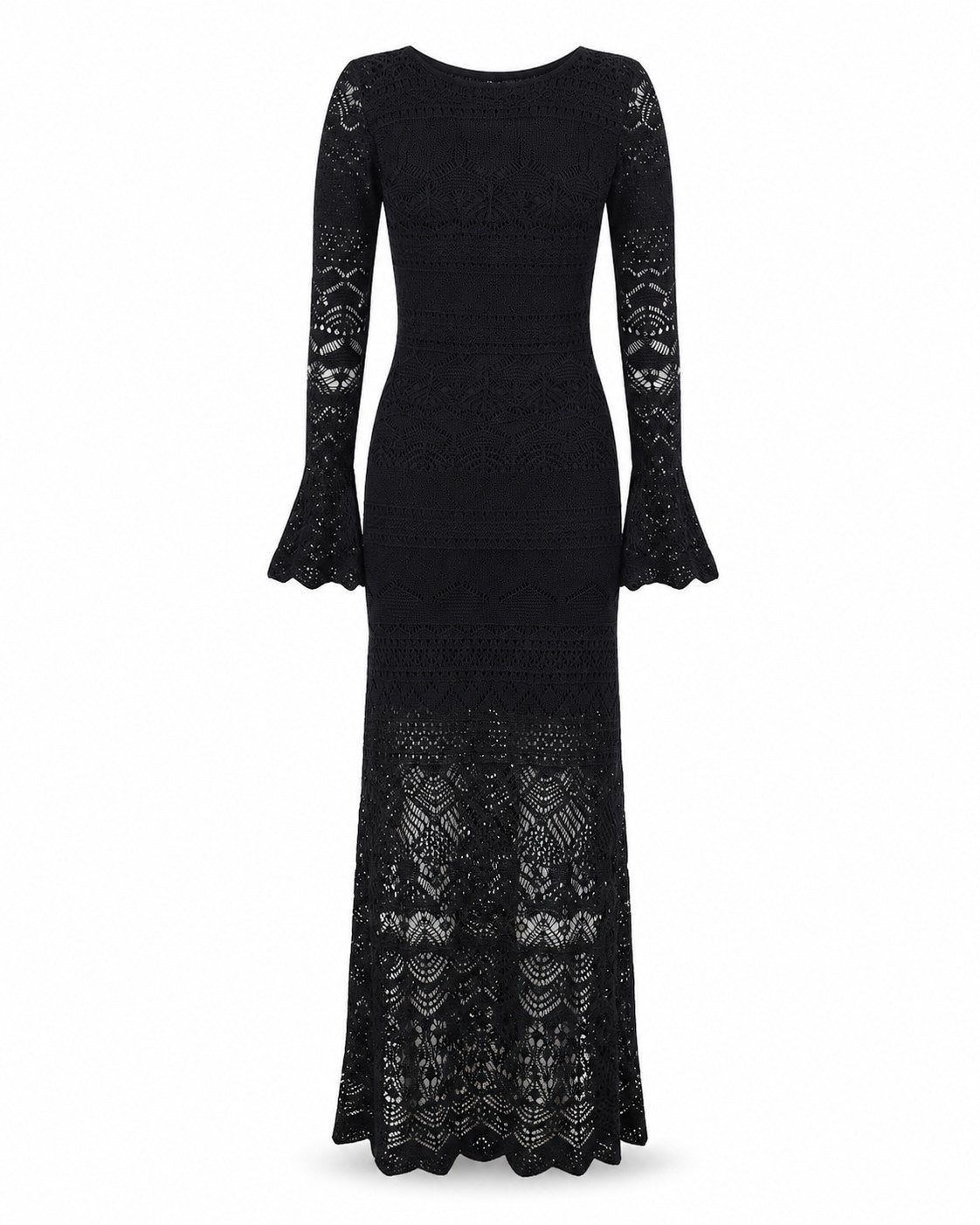Endoume Fishtail Maxikleid aus schwarzer Spitze