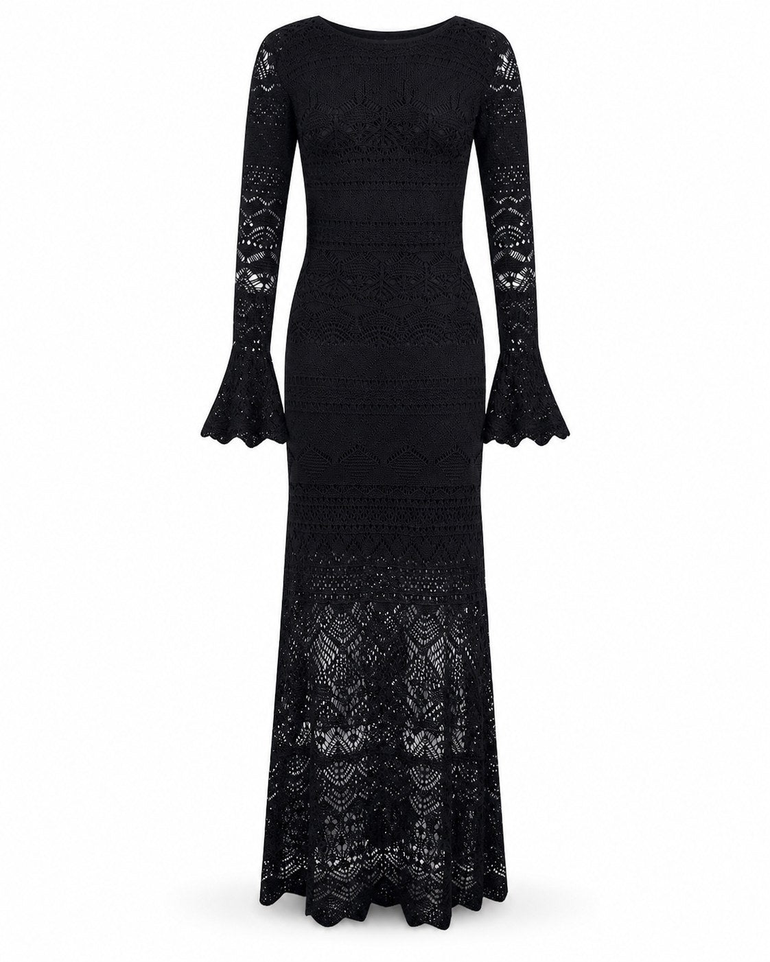 Endoume Fishtail Maxikleid aus schwarzer Spitze