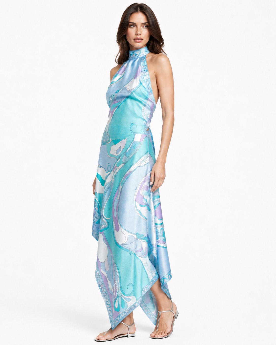 Mandelieu Swirl Halter Maxi Dress