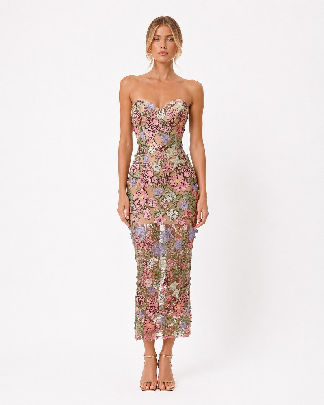 Peillon Blumenbesticktes Korsettkleid