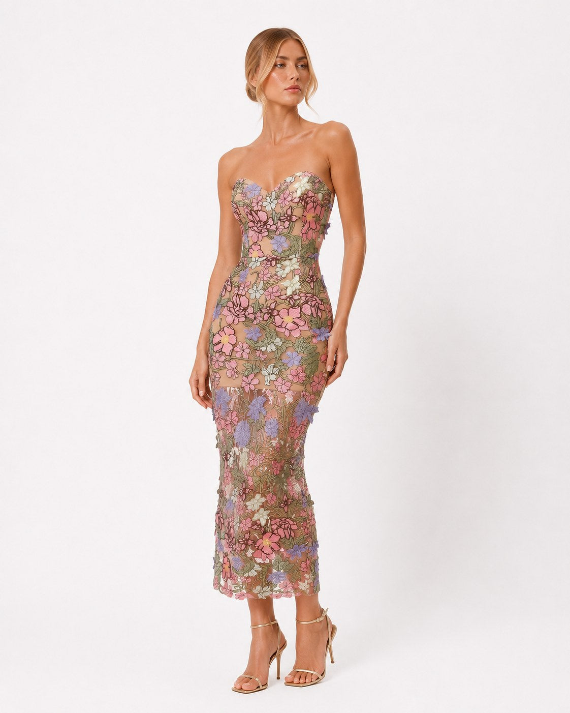 Peillon Blumenbesticktes Korsettkleid