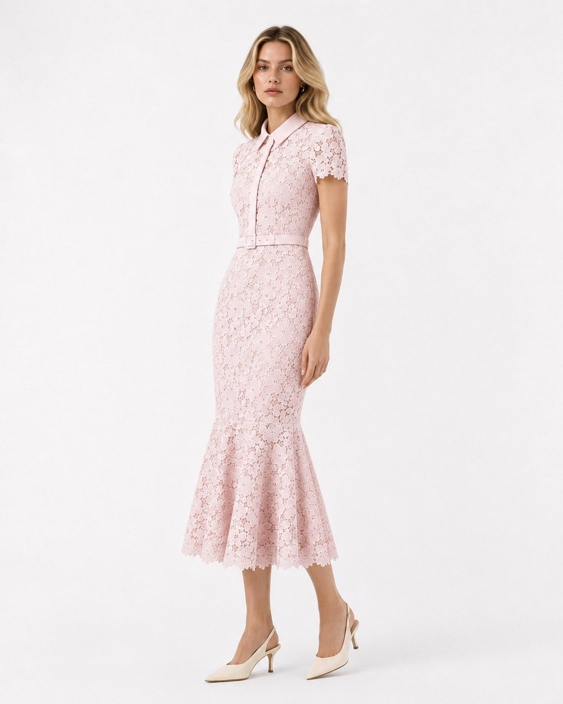 Sospel Spitzen-Midikleid mit Fischschwanzsaum