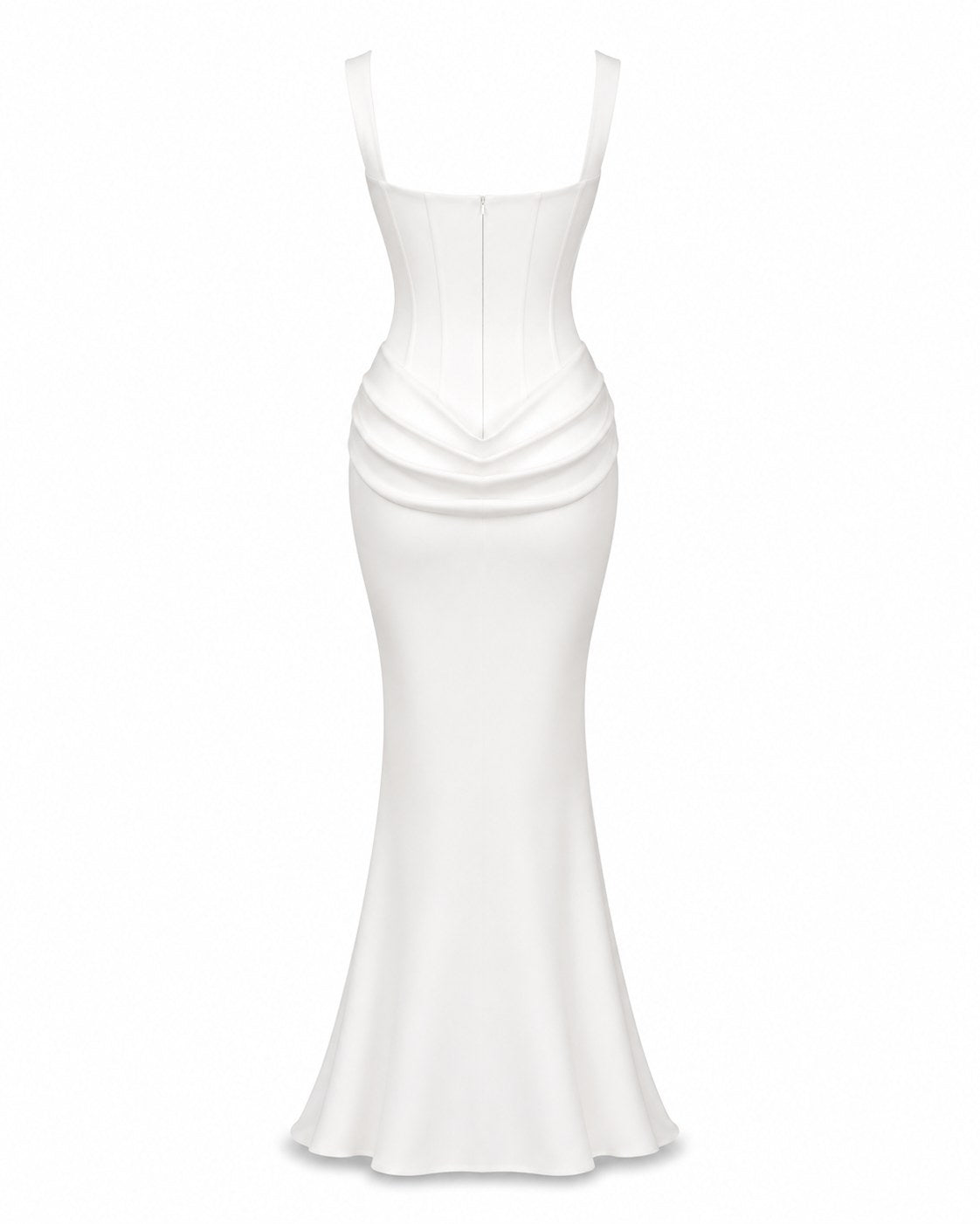 Èze-Bord Drapiertes Satin-Abendkleid