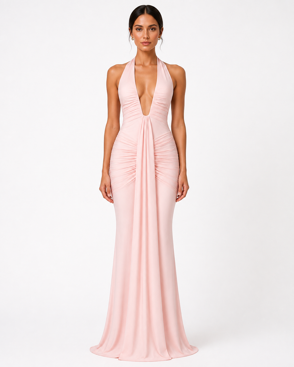 Cabasse Ruched Gown on model