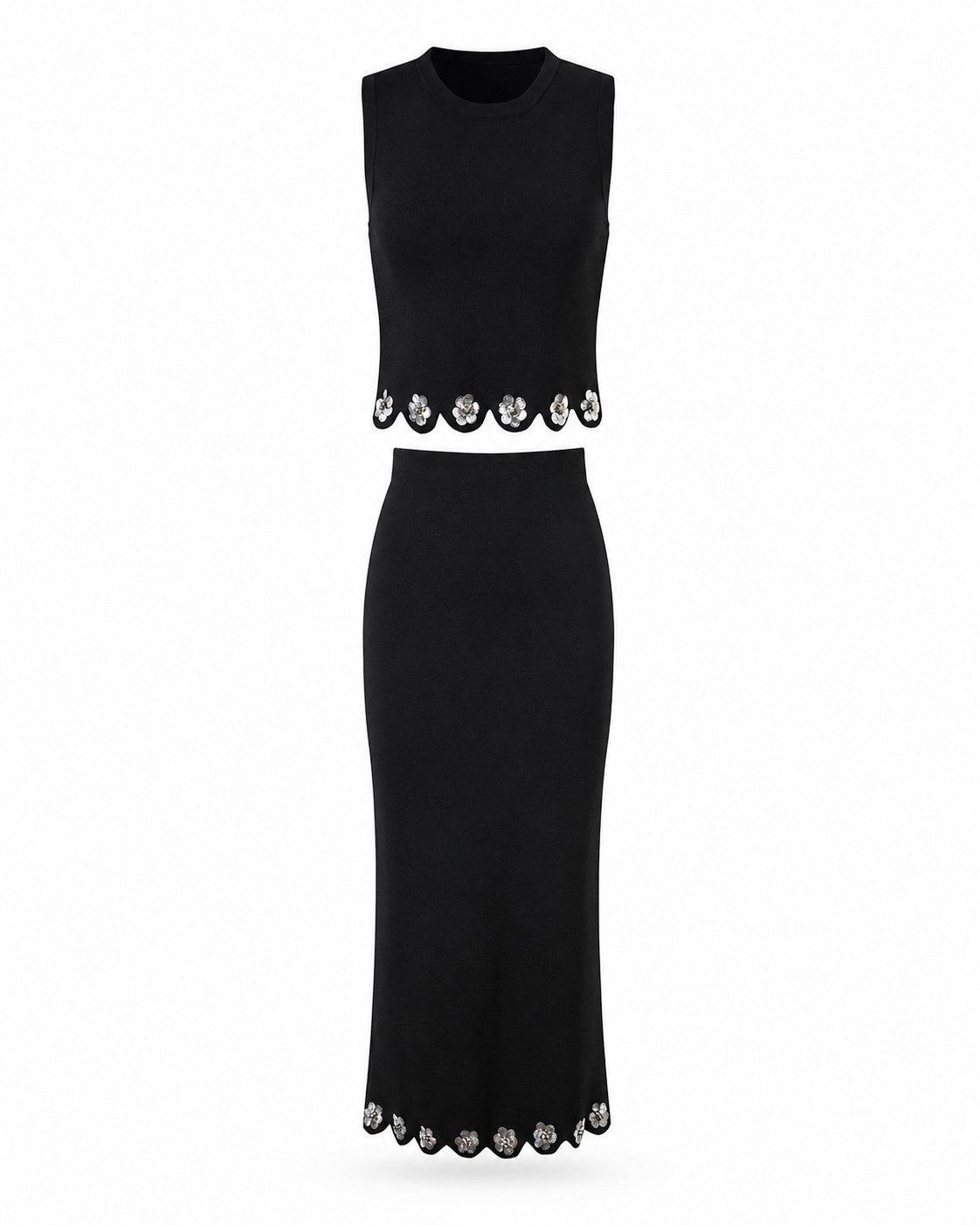 Conjunto de punto Agay con borde festoneado