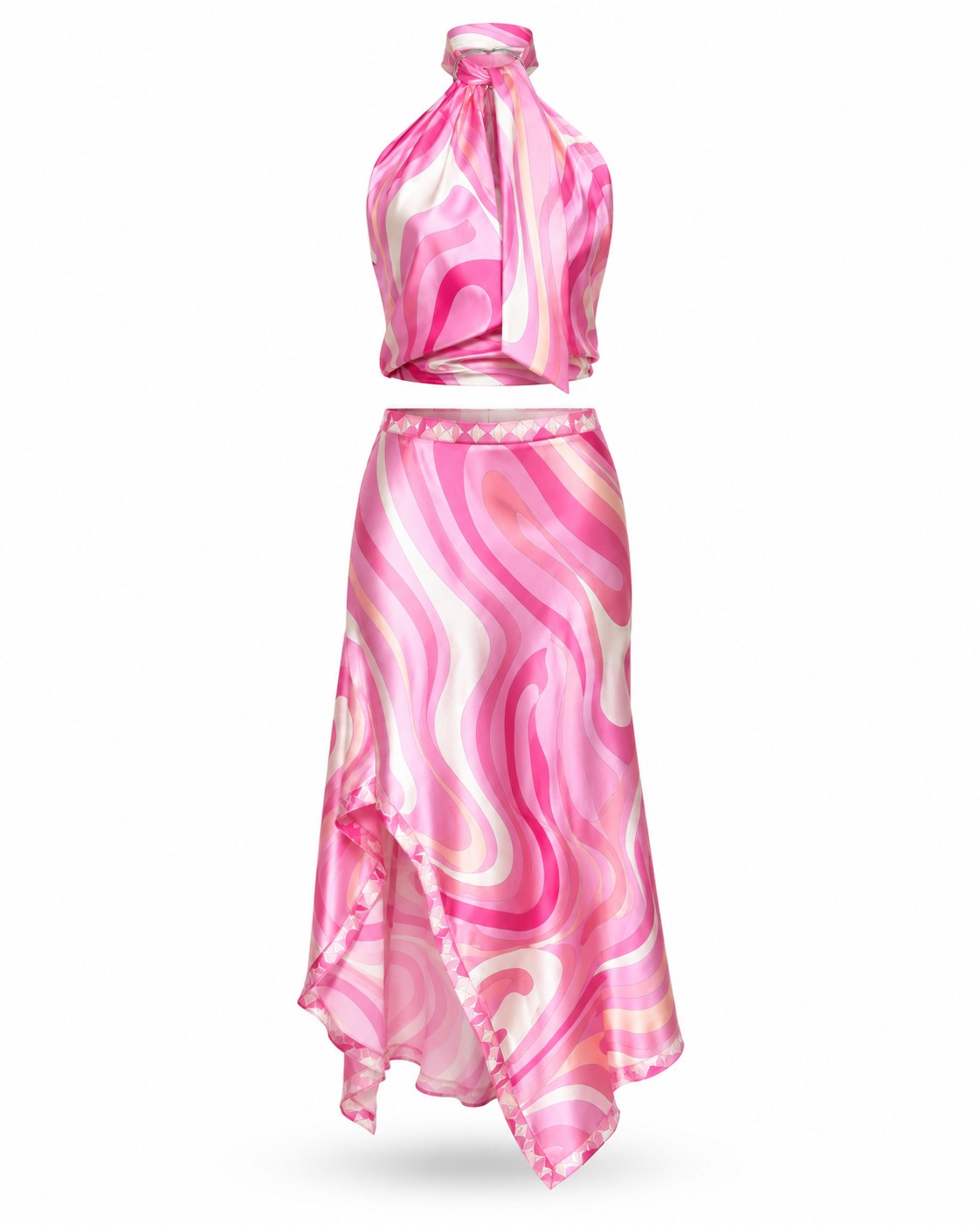 Vestido midi halter estampado Flamant