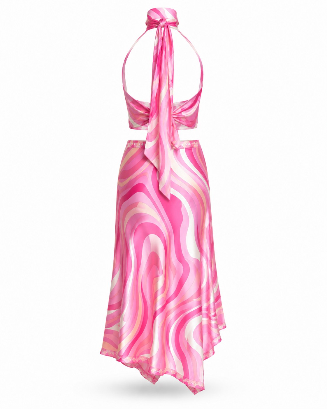 Vestido midi halter estampado Flamant