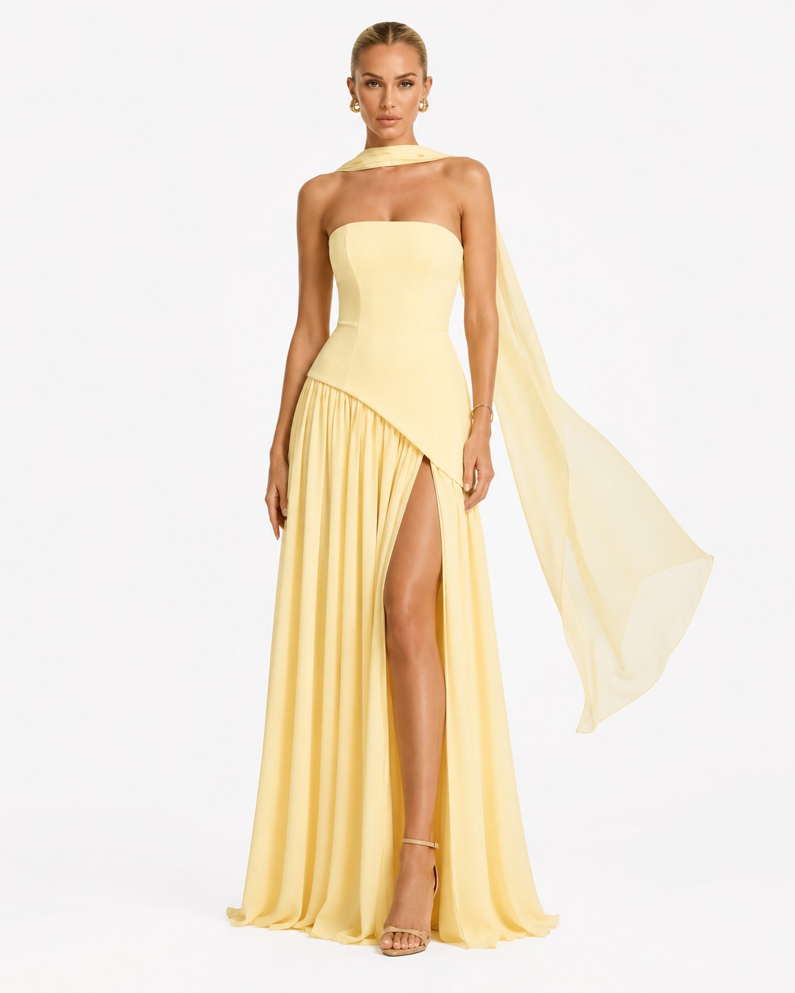 Vestido de gala con capa Mimosa
