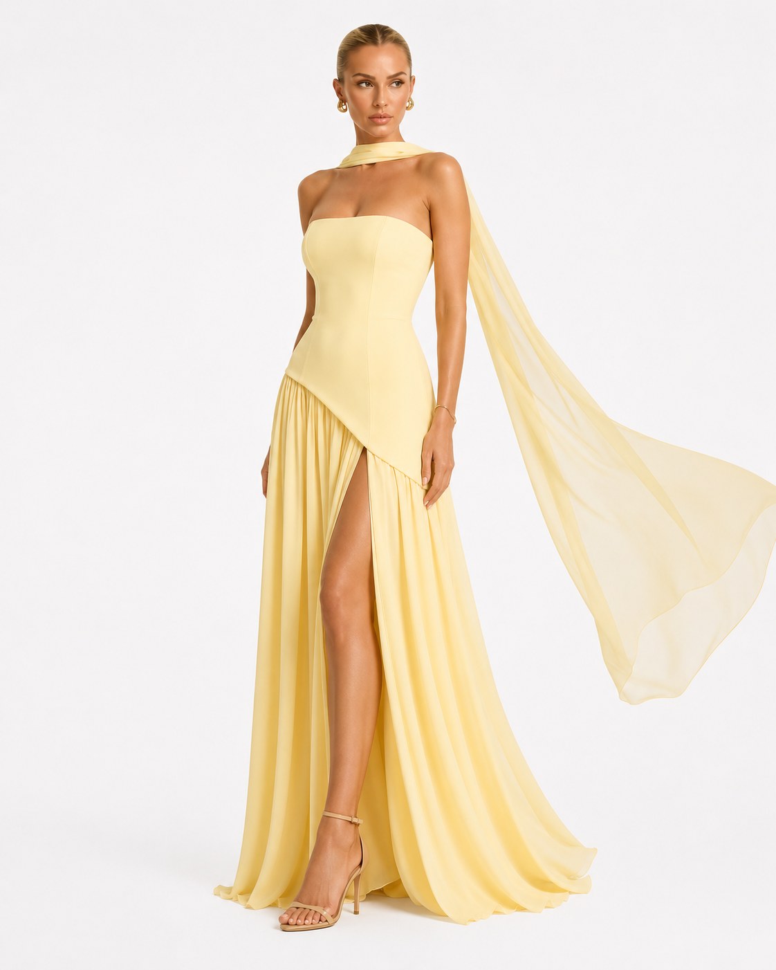 Vestido de gala con capa Mimosa