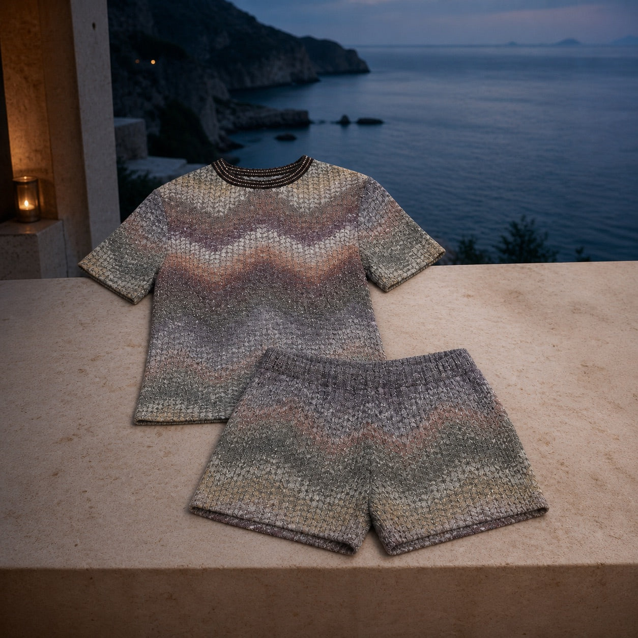 Fayence Chevron Knit Set lifestyle editorial