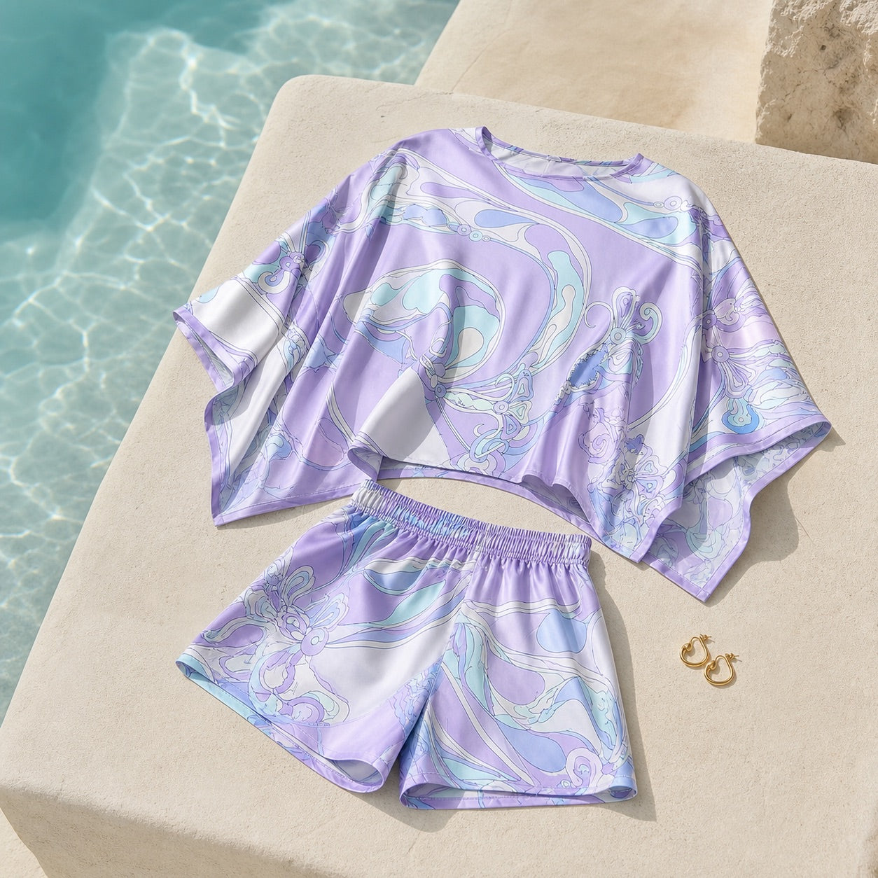 Ensemble kimono imprimé tourbillon Callian lifestyle editorial