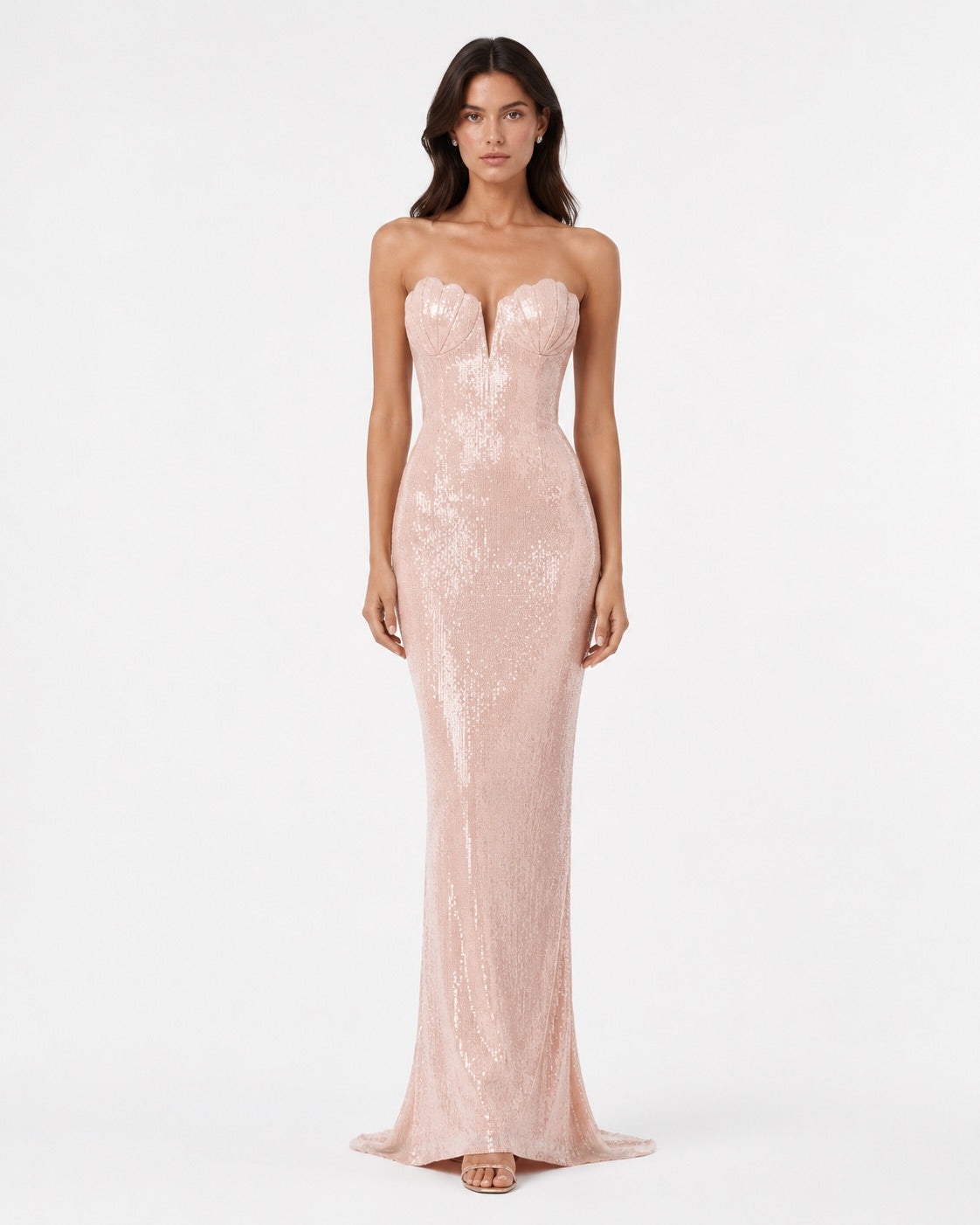 Vence Sequin Fishtail Gown lifestyle editorial