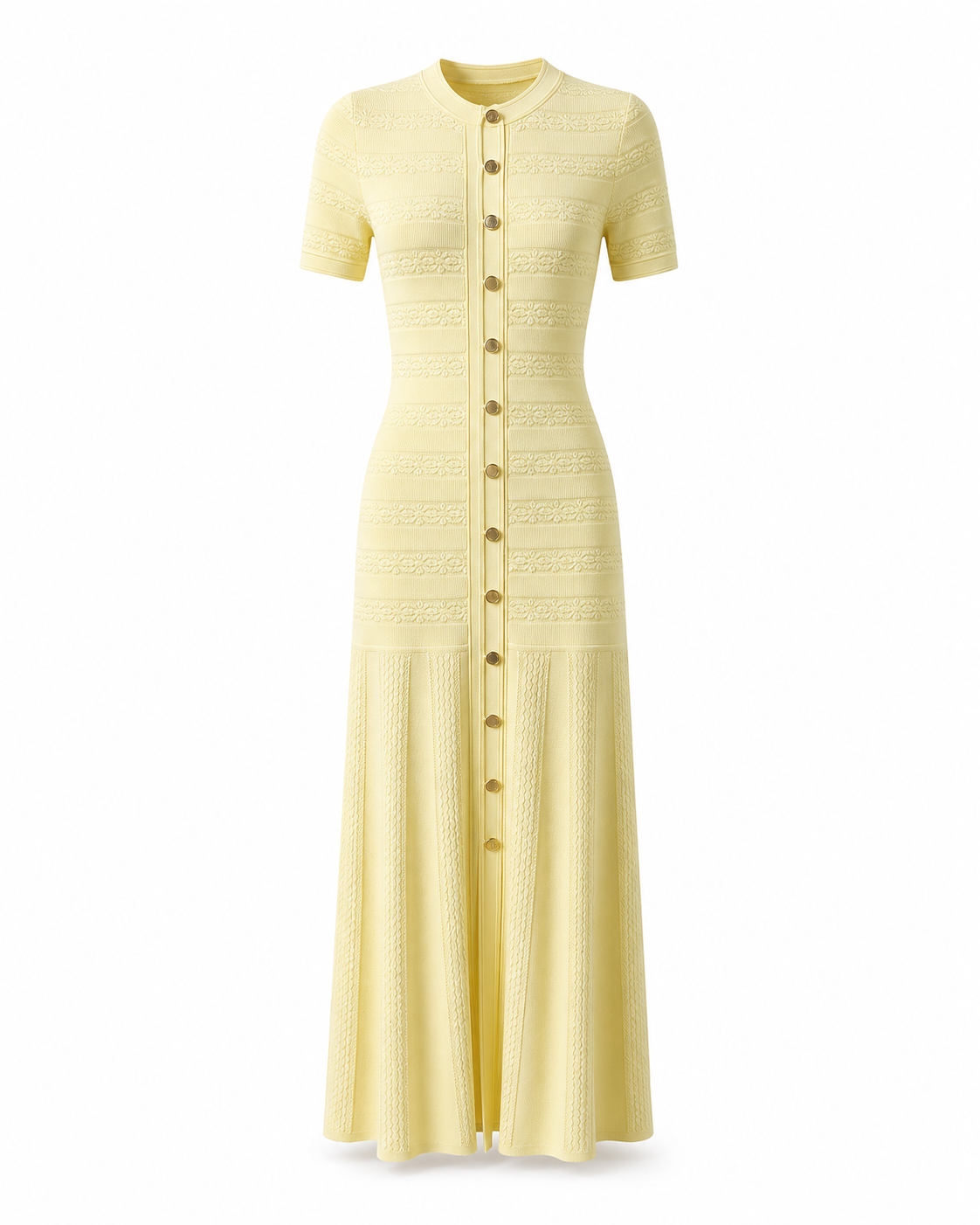 Mérindol Butter Yellow Button Knit Maxi Dress