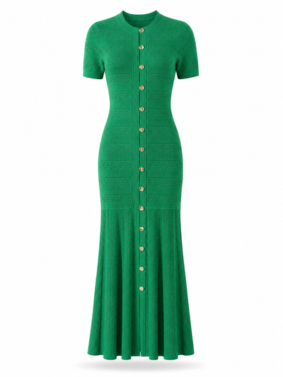 Mérindol Emerald Button Knit Maxi Dress
