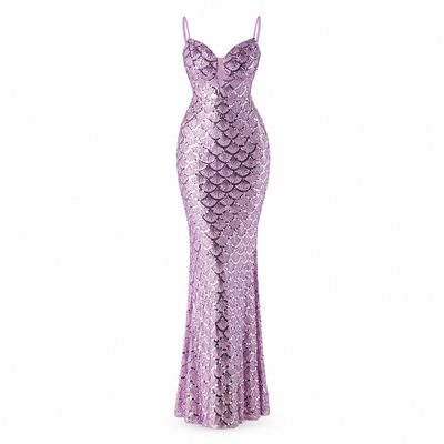 Saorge Sequin Fishtail Gown