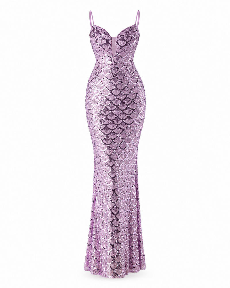 Saorge Sequin Fishtail Gown