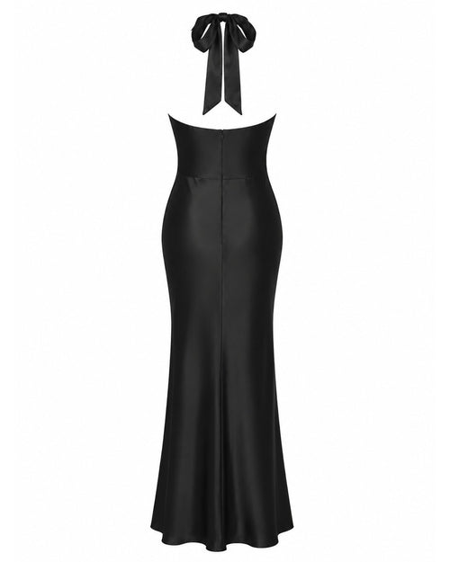 Bormes Satin Gown — Black — 02-product-back