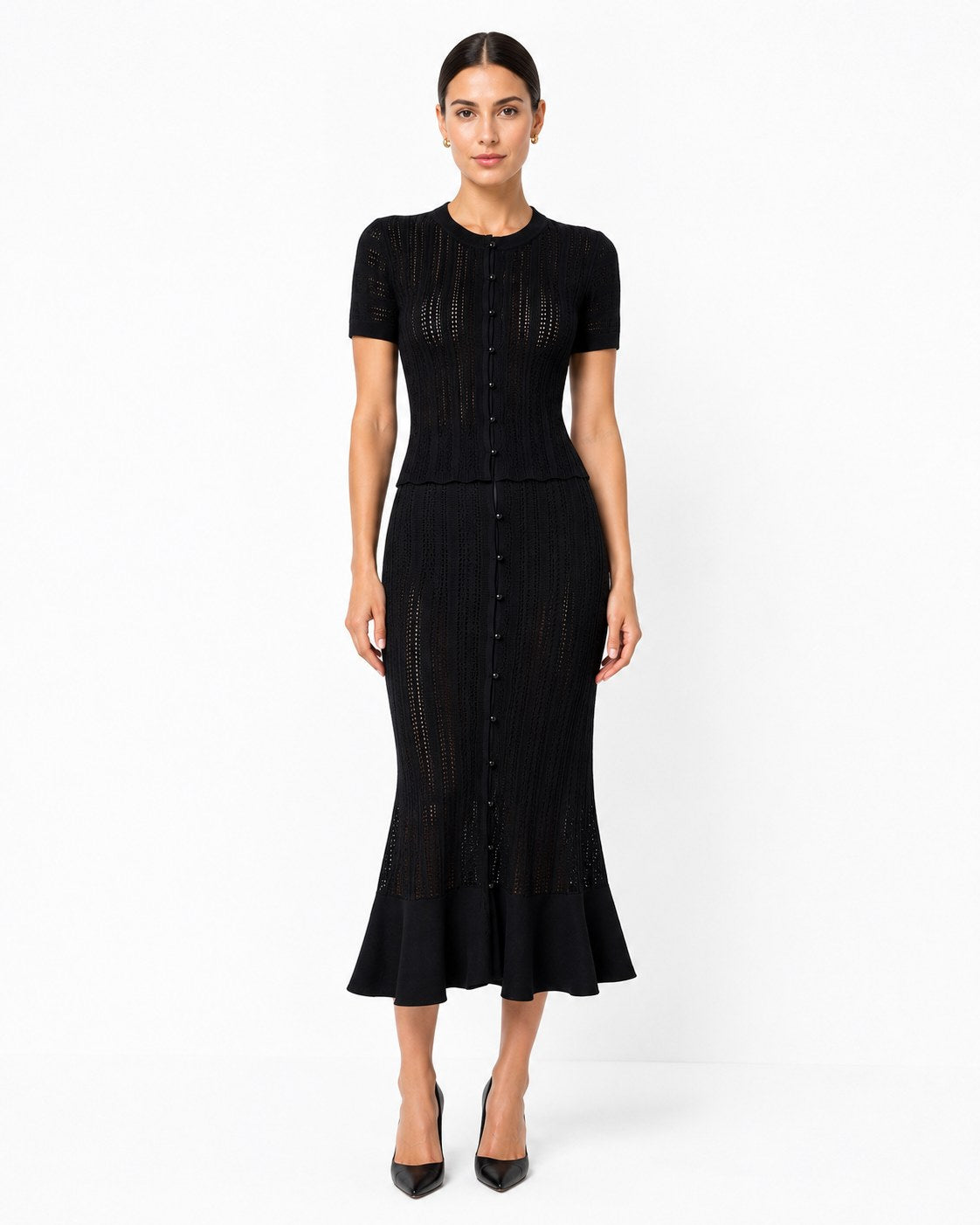 Vestido midi cola de pez de punto pointelle Sormiou