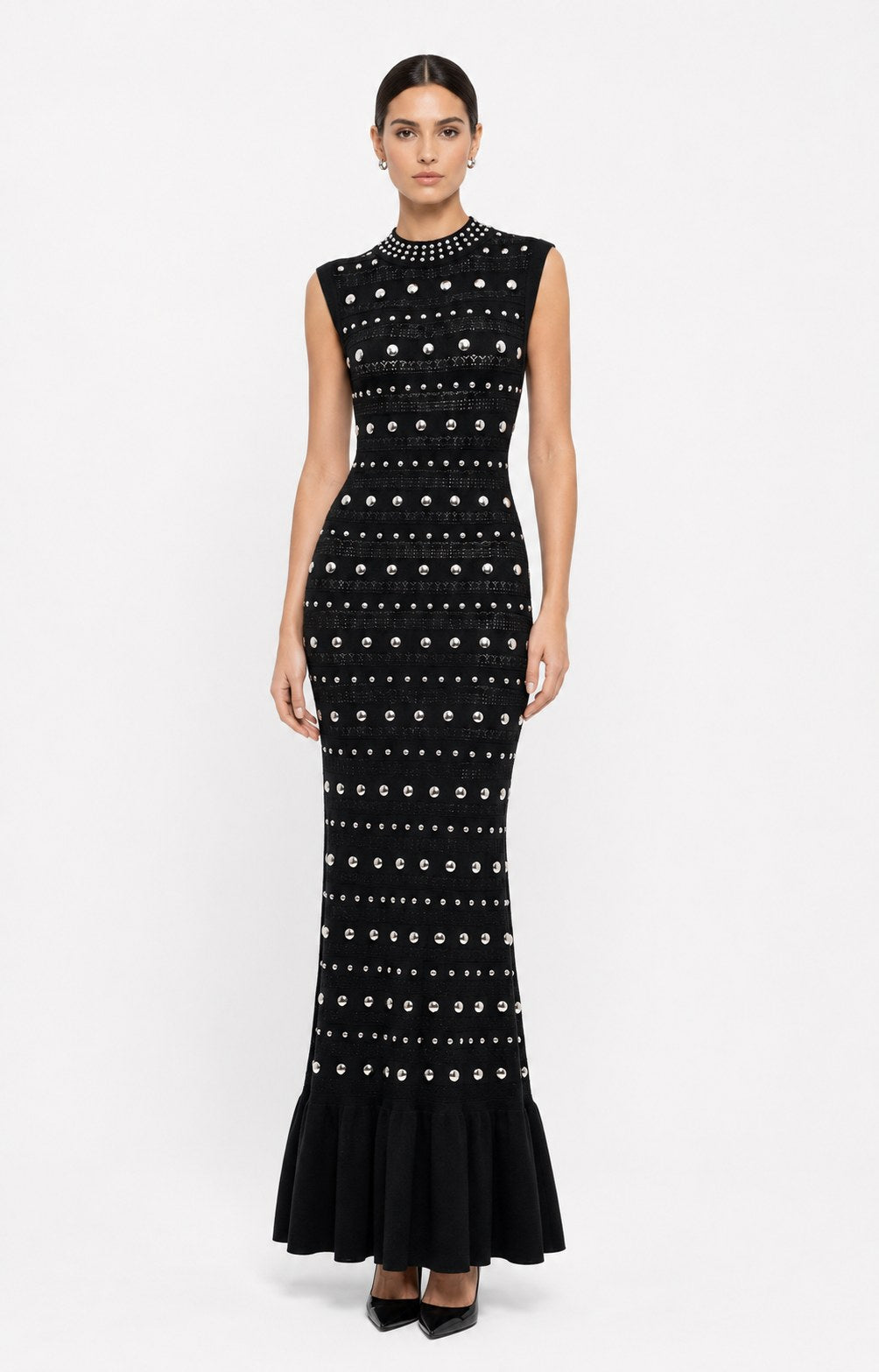 Frioul Black Pearl Fishtail Maxi Dress