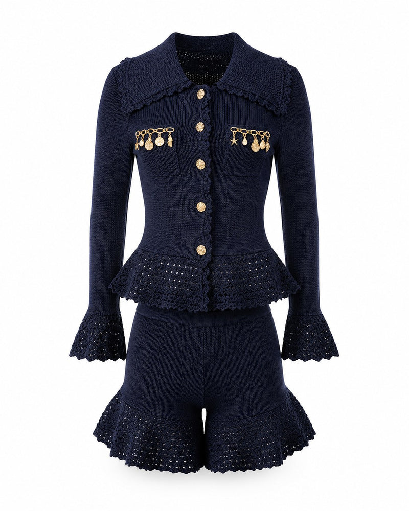 Garoupe Peplum Knit Set
