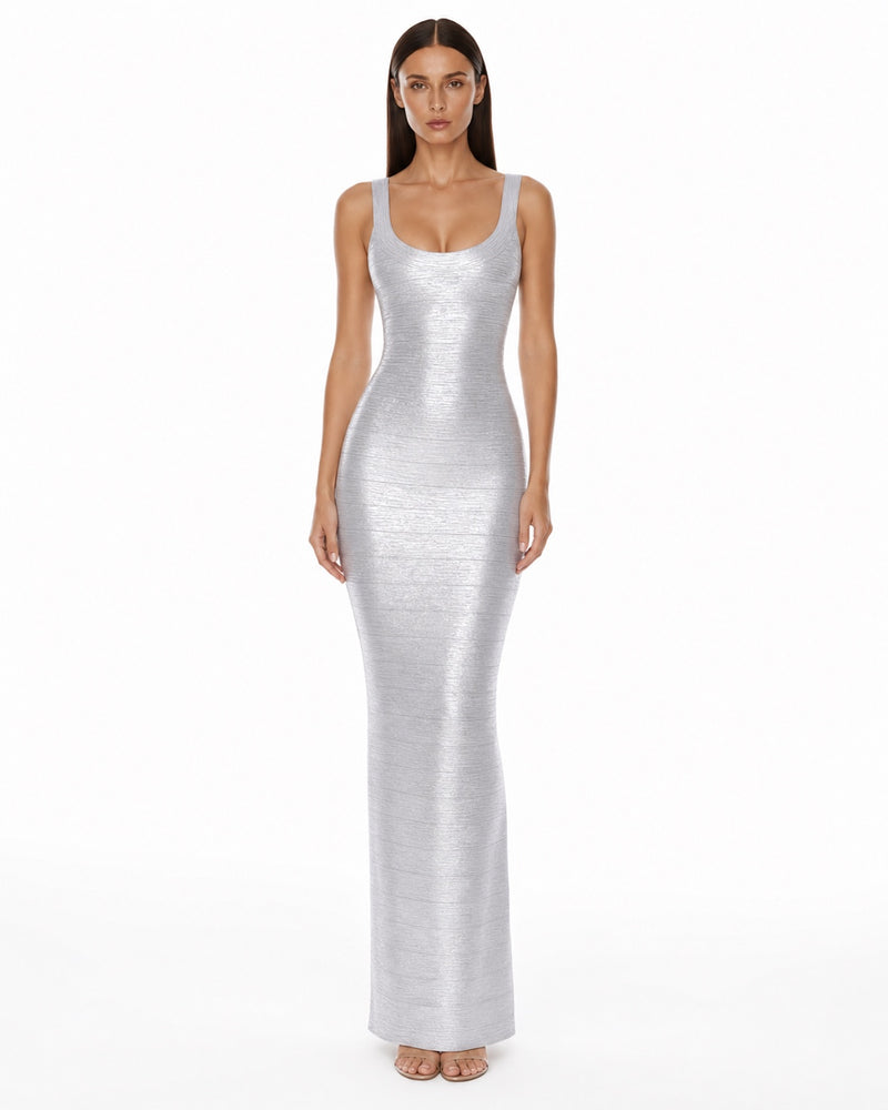 Castellar Metallic Gown on model