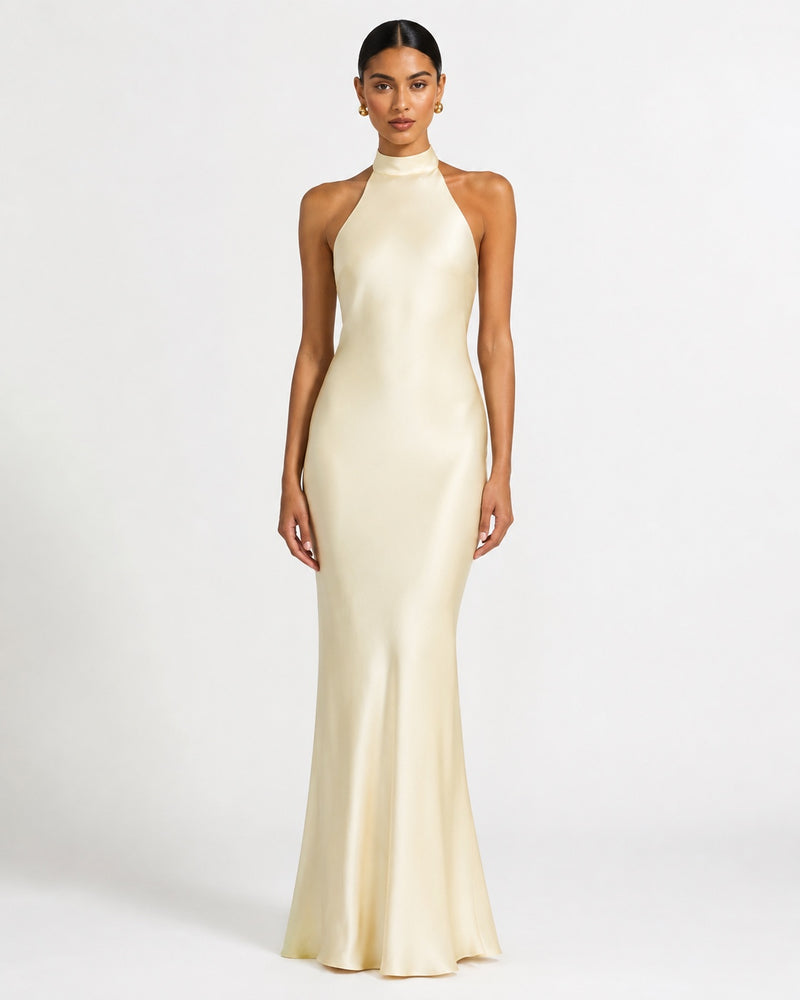 Grimaud Satin Gown on model