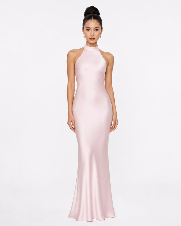 Roquebrune Satin Gown on model