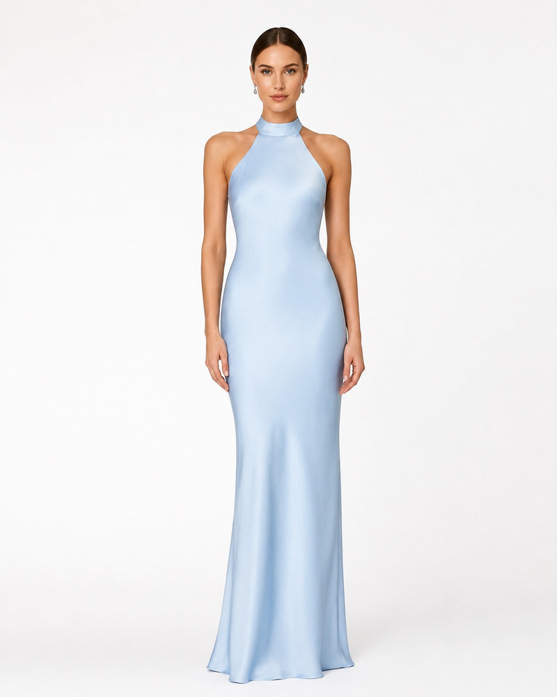 Tanneron Satin Gown on model