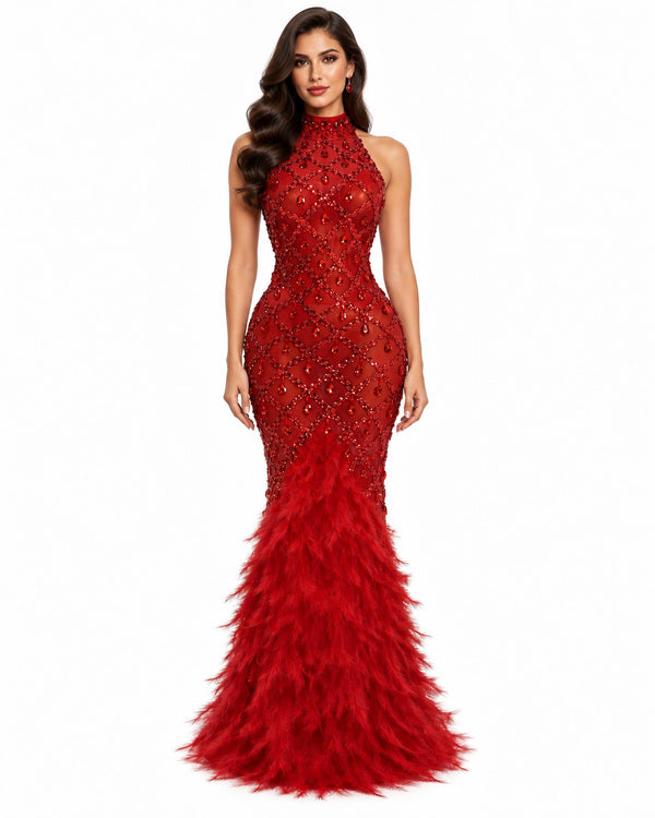 Cogolin Feather Gown on model