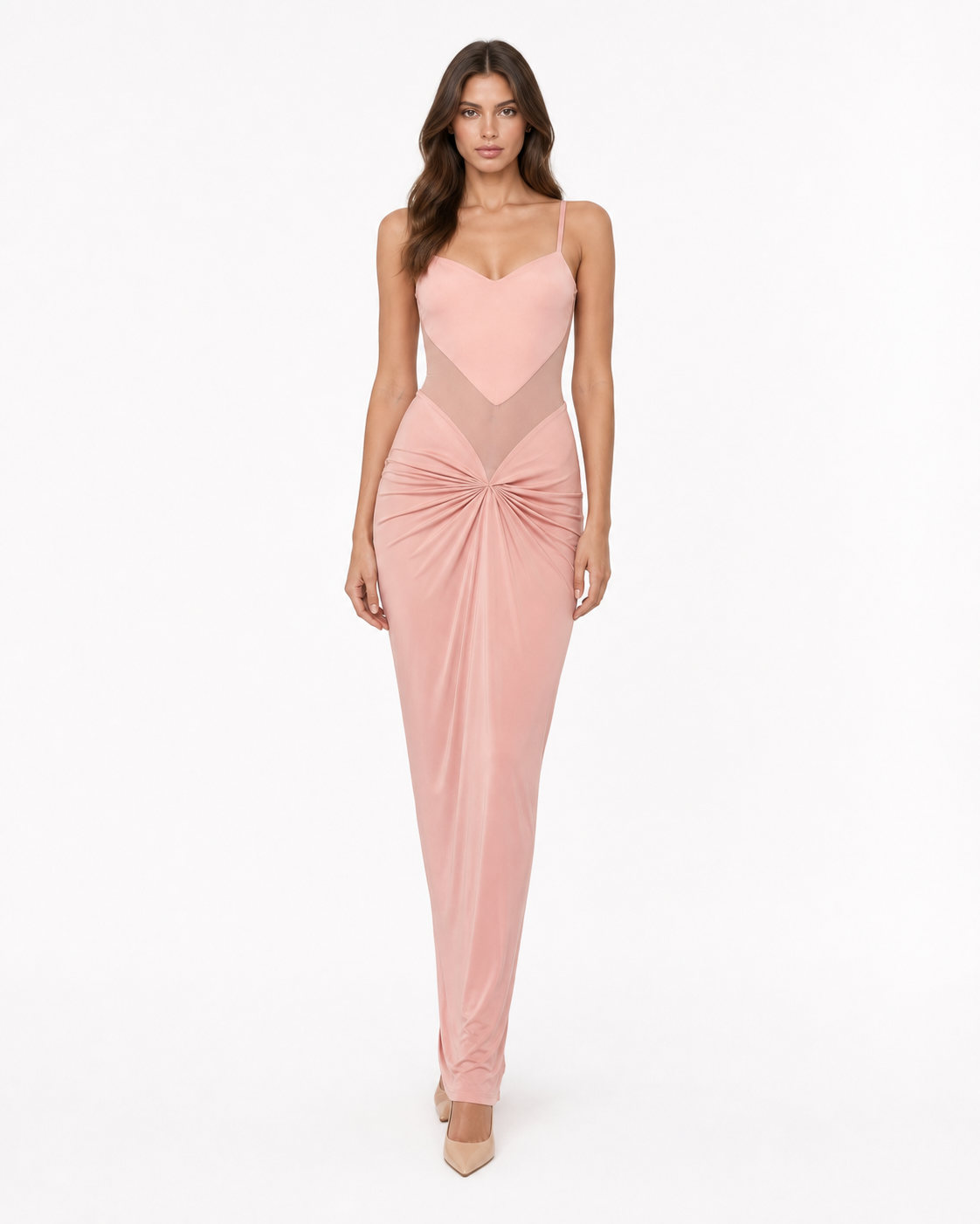 Puget Draped Mesh Gown
