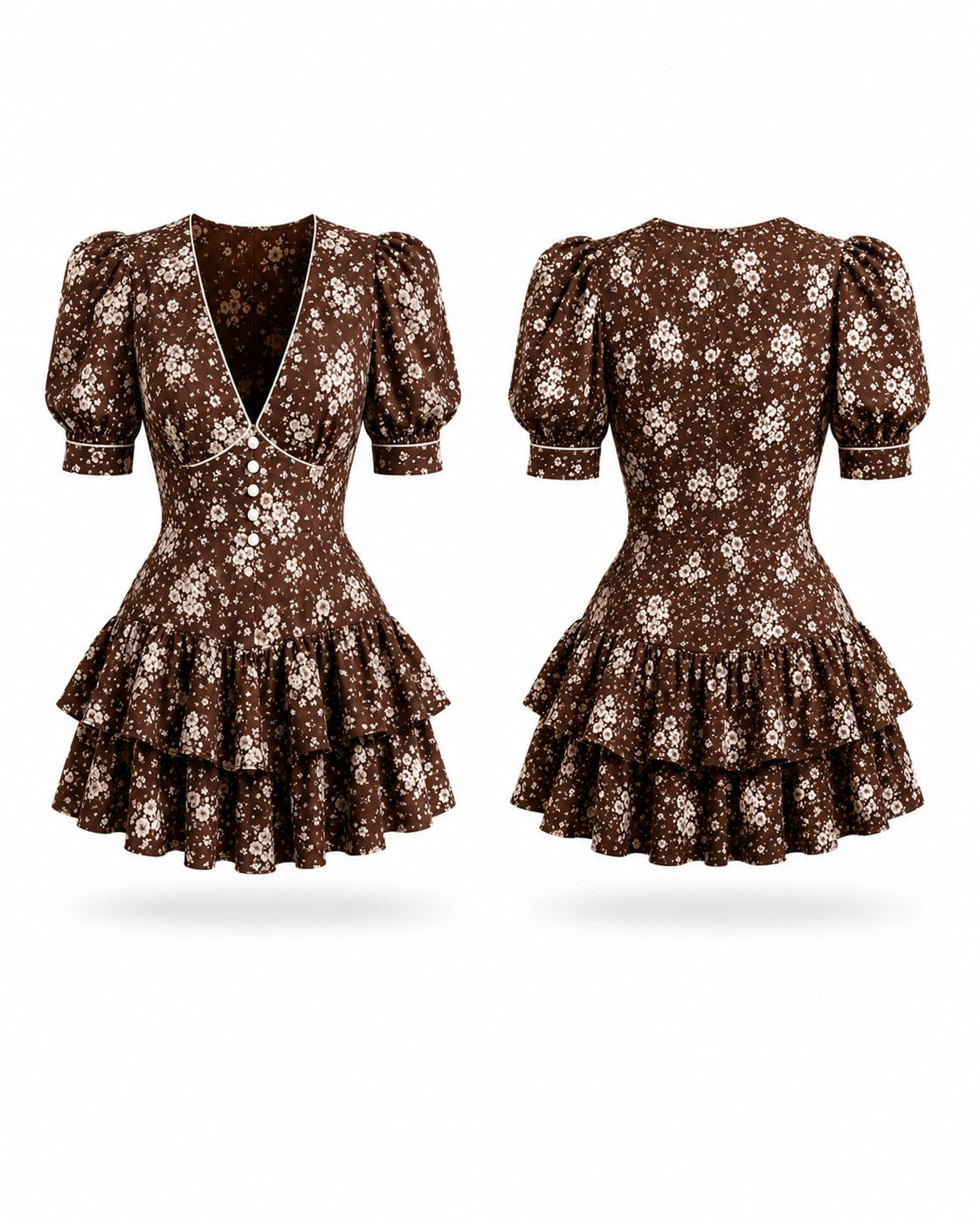 Gigaro Floral Puff Mini Dress