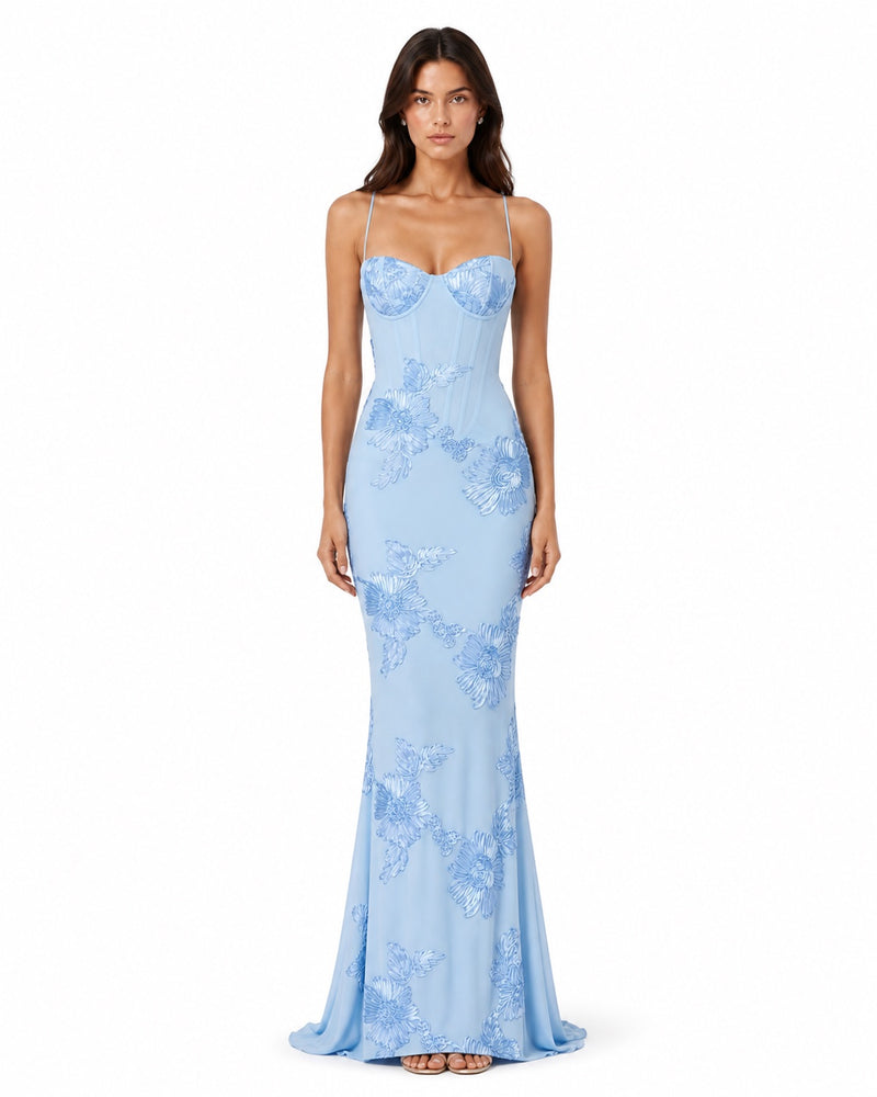 Tourrettes Floral Gown on model