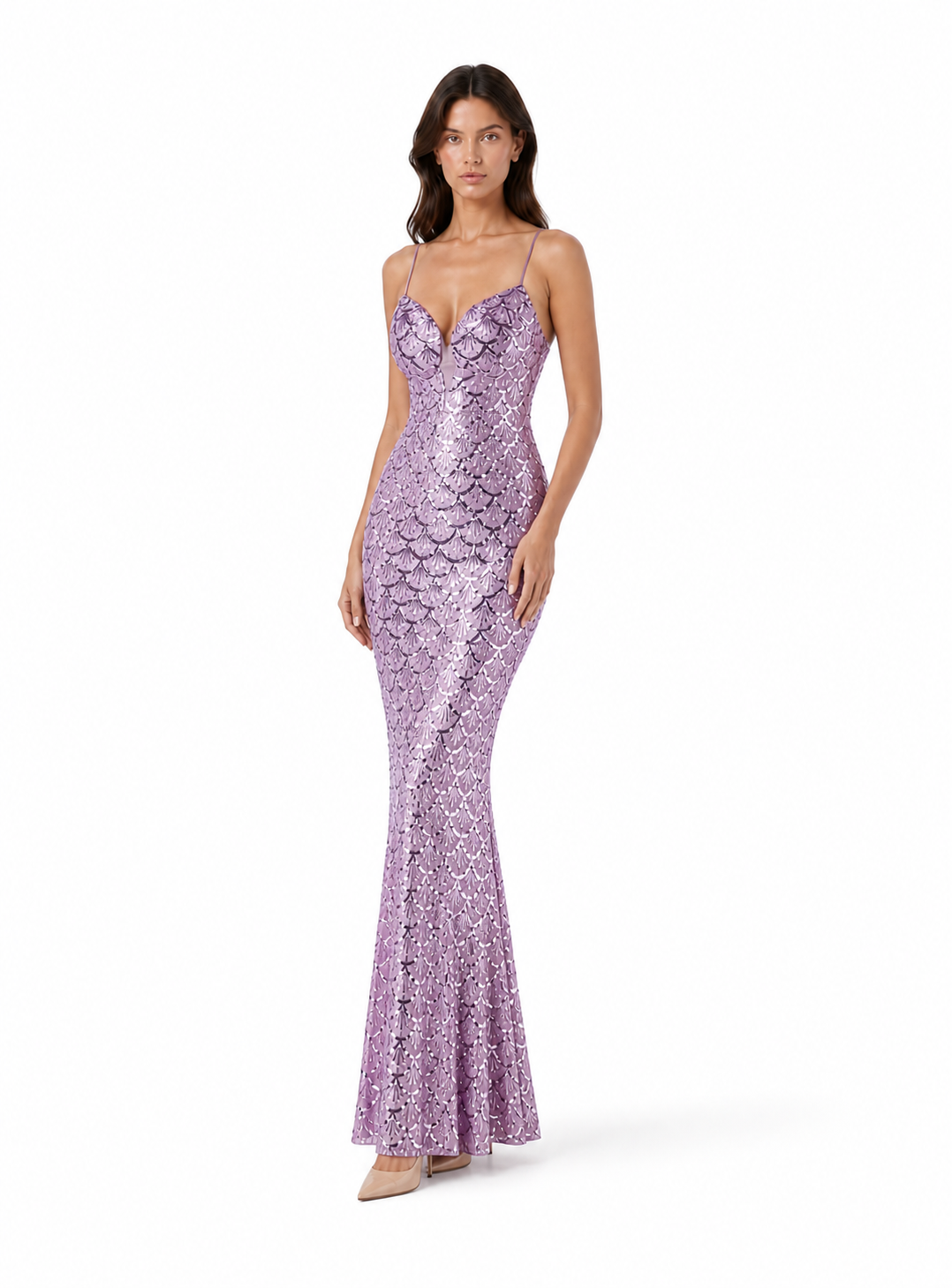 Saorge Sequin Fishtail Gown