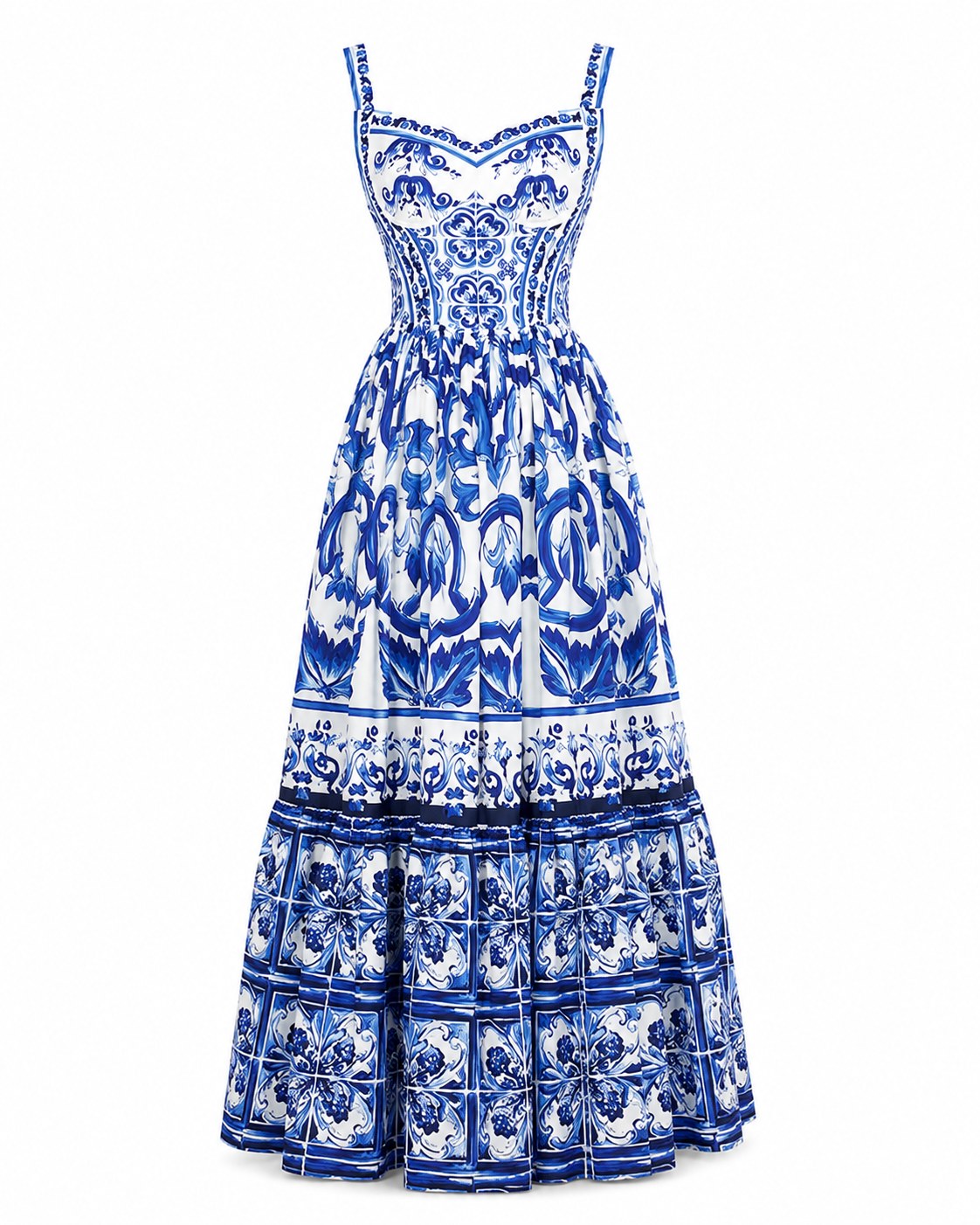 Menton Porcelain Print Midi Dress