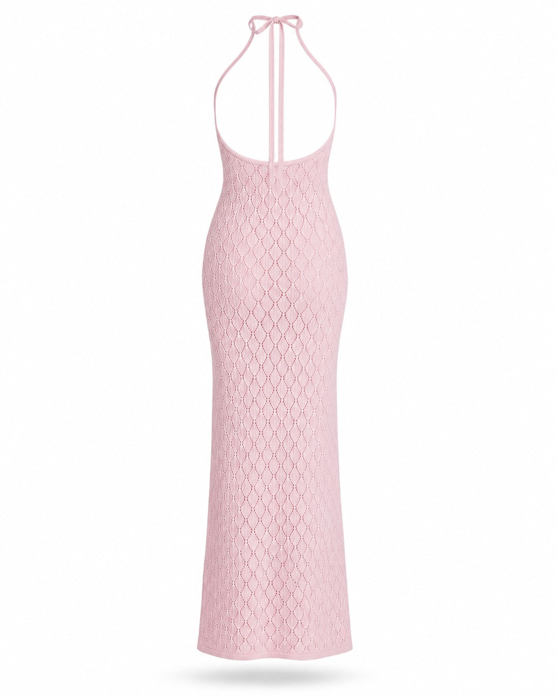 Gassin Pointelle Knit Halter Maxi Dress