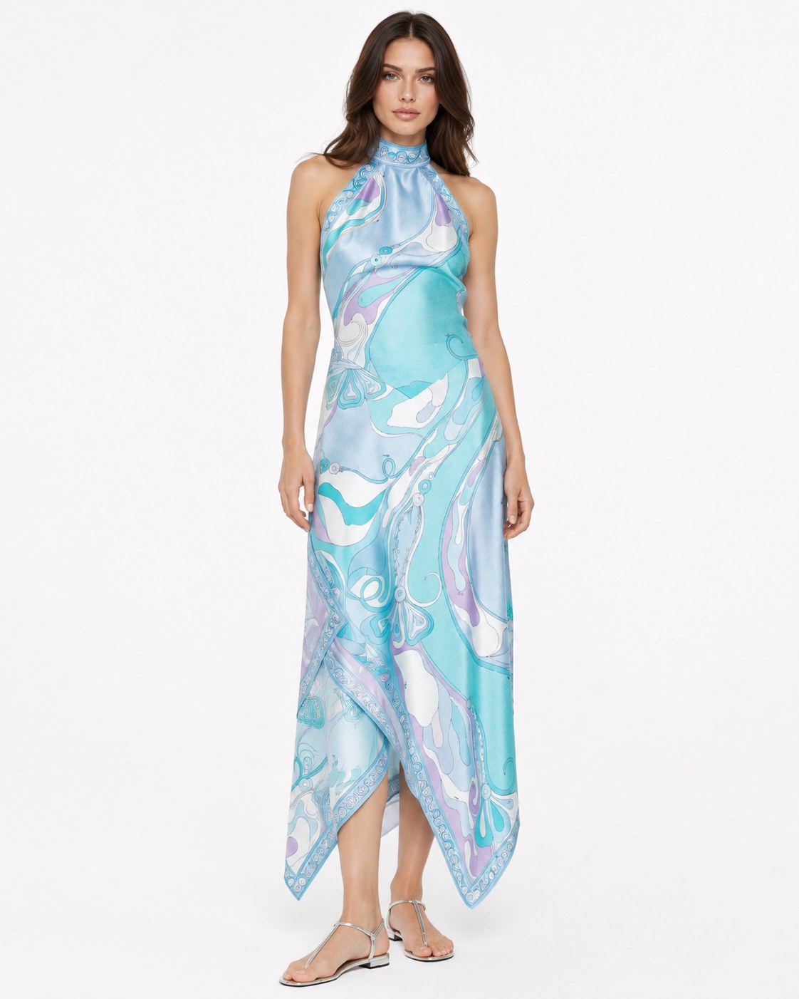 Mandelieu Swirl Halter Maxi Dress