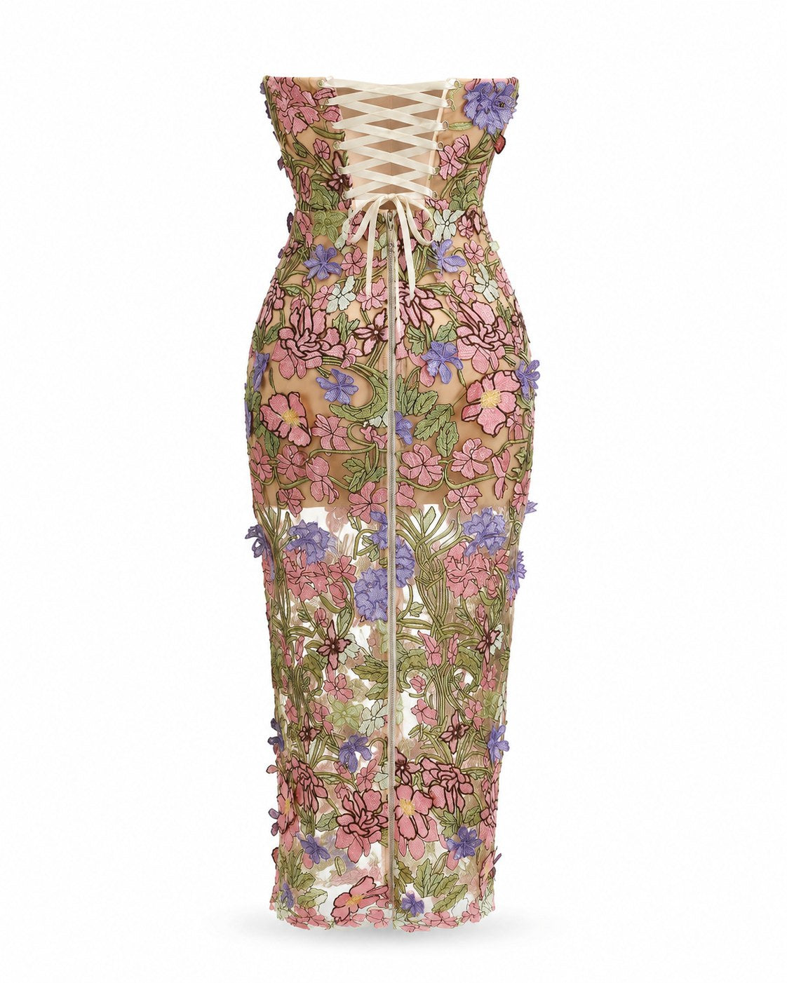 Peillon Blumenbesticktes Korsettkleid