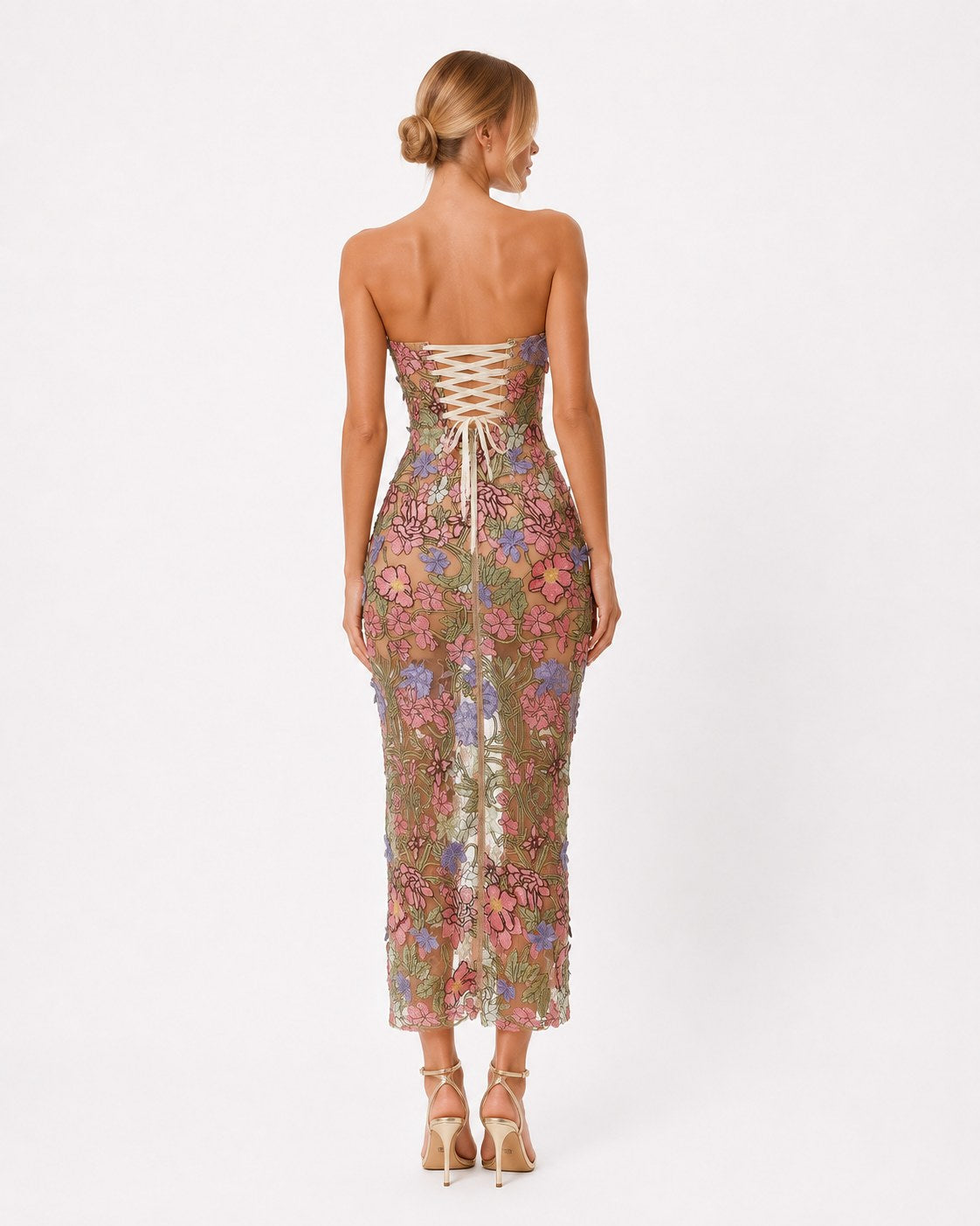 Peillon Blumenbesticktes Korsettkleid