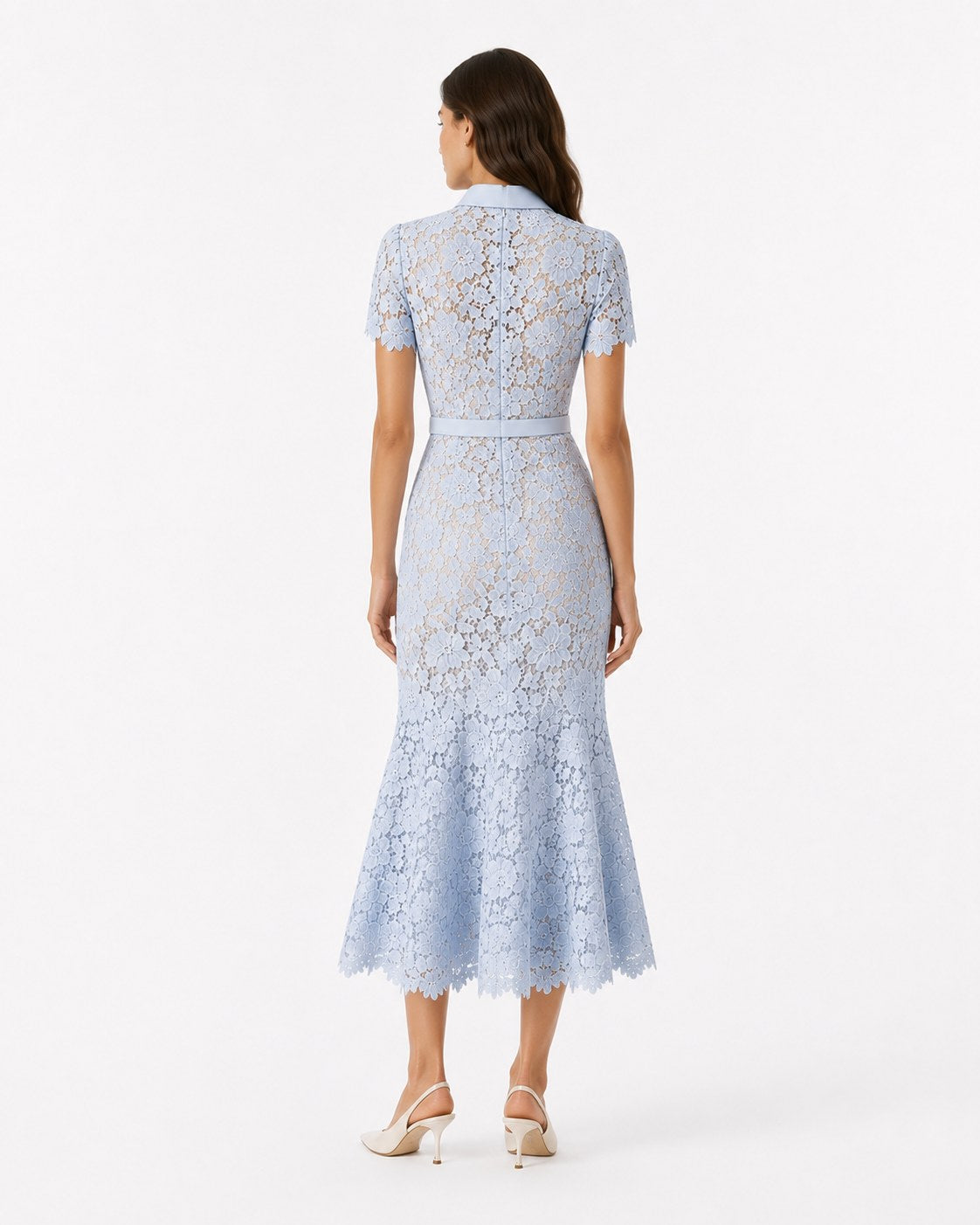 Gorbio Spitzen-Midikleid mit Fischschwanzsaum