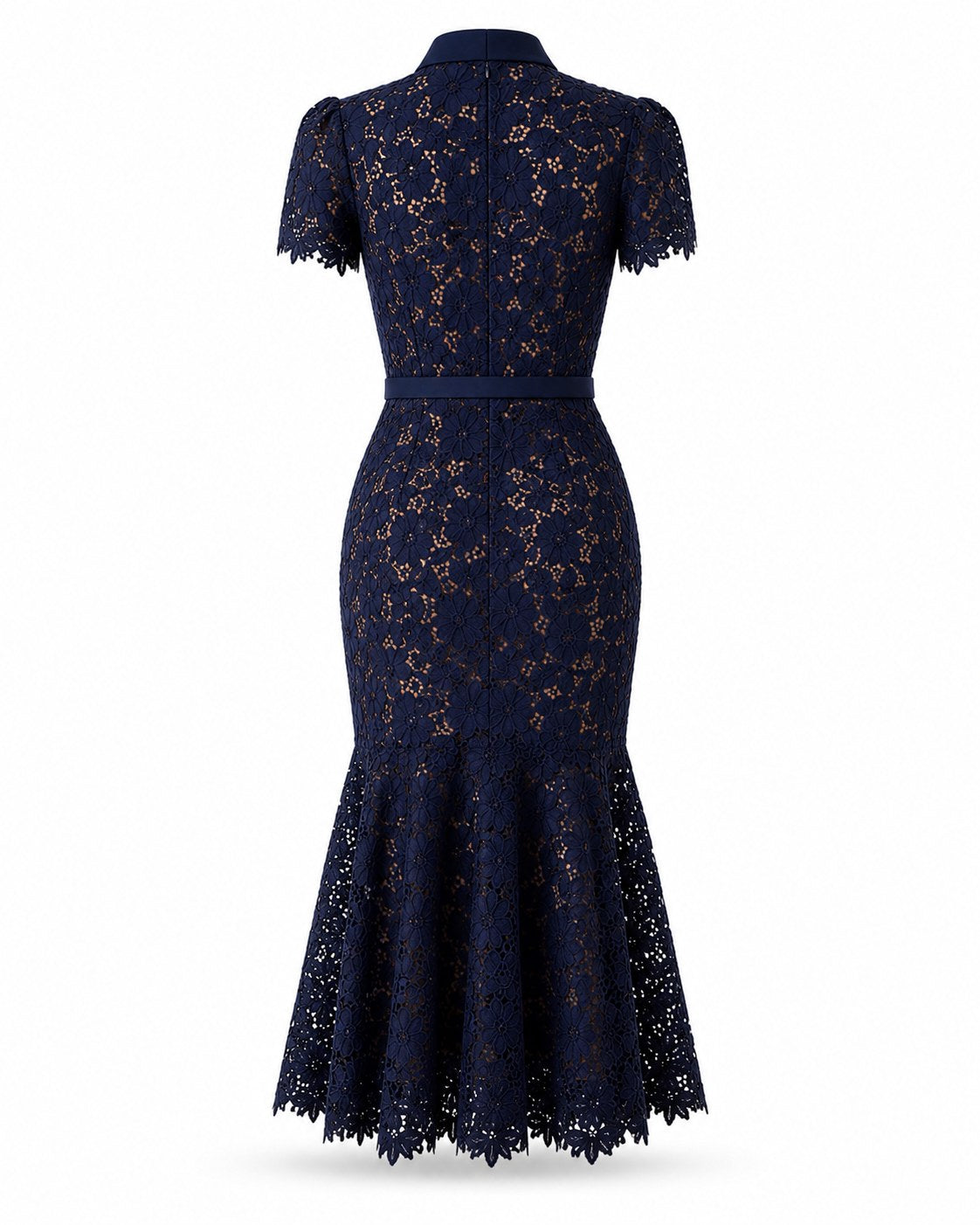 Lucéram Spitzen-Midikleid mit Fischschwanzsaum