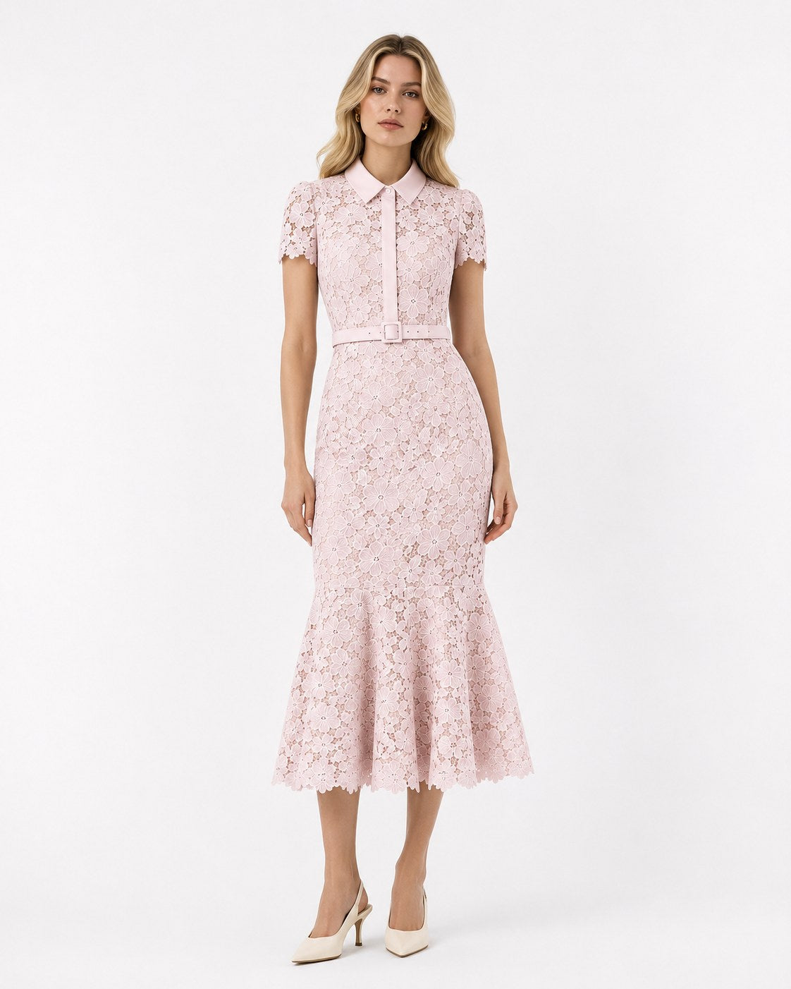 Sospel Spitzen-Midikleid mit Fischschwanzsaum