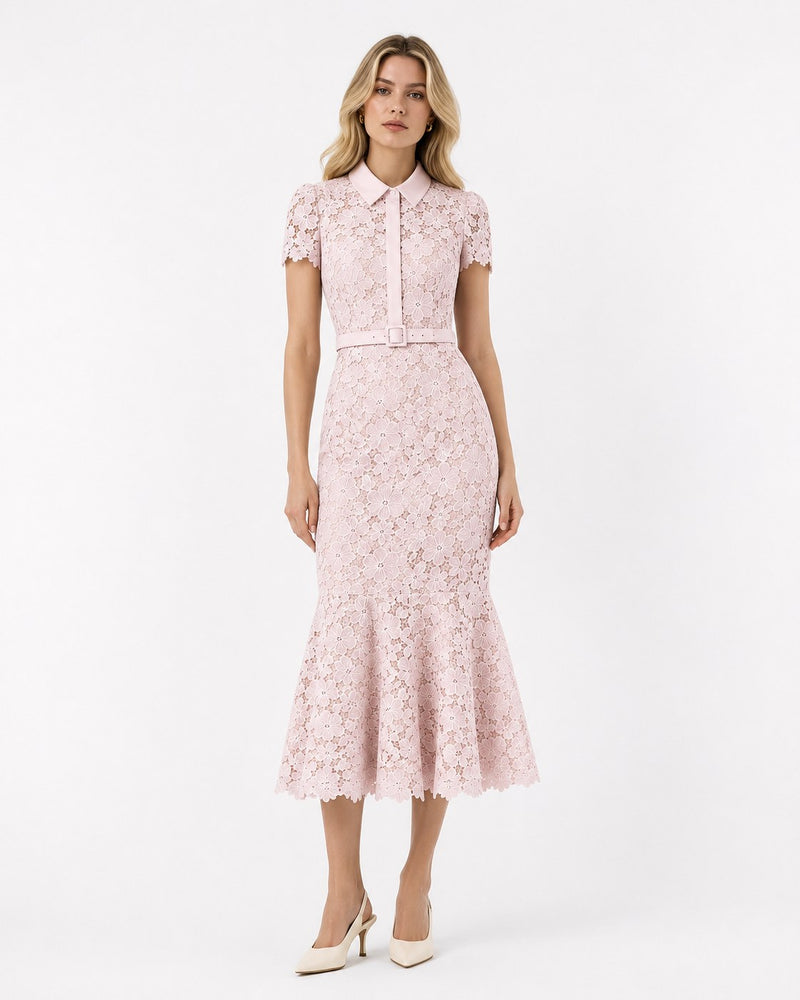 Sospel Lace Fishtail Midi Dress on model