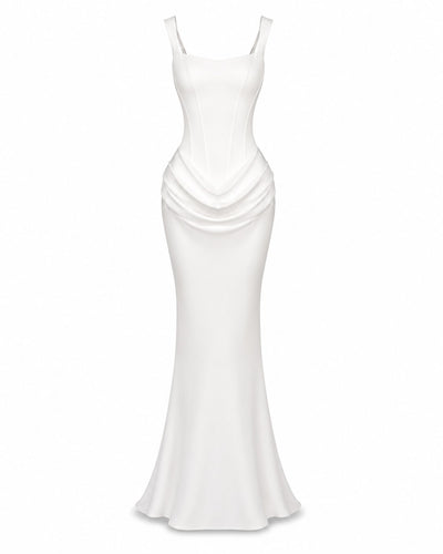 Èze-Bord Robe en Satin Drapé