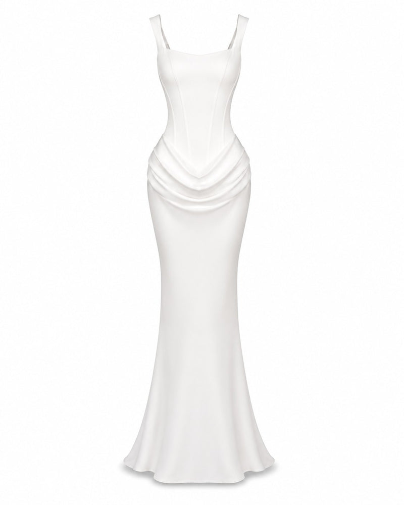 Èze-Bord Draped Satin Gown