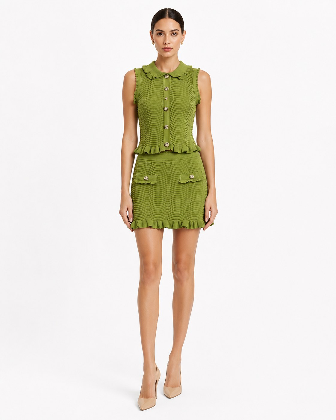 Vallauris Green Knit Mini Dress